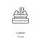 lisbon icon vector from portugal collection. Thin line lisbon outline icon vector illustration. Linear symbol for use on web and