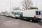 Lisbon, June 18, 2018: Parking trailers near the waterfront in the Belem area. Traveling on a house on wheels