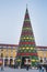 Lisbon, Portugal - 12/26/18: Christmas tree decorated with lights, Terreiro do paco, Lisbon, Portugal