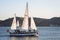 Lisbon, Portugal - 12/28/18: Sailboats on tagus river