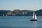 Lisbon, Portugal - 12/28/18: Sailboats on tagus river