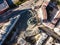 Lisbon, Portugal - 14 February 2021: Aerial view of the Galp Tower, an old oil refinery complex in disuse from Universal