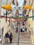 Lisbon, Portugal, 2022: Street scene during the Santos Populares festivities taking place throughout the month of June