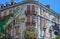 Lisbon, Portugal-22 august 2018. The abandoned painted houses, street art graffiti located on Avenida Fontes Pereira de Melo