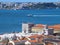 Lisbon, Portugal: Aerial view of Arco da Rua Augusta at Praca do Comercio with Tejo river