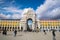 Lisbon, Portugal - December 14, 2019: The PraÃ§a do Comercio Commerce Square monumental arch and lot of people on the touristic