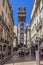 Lisbon, Portugal. Elevador de Santa Justa Lift seen from Santa Justa Street