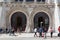 Lisbon, Portugal - May 10, 2018: Entrance portals to Rossio railway station