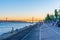 LISBON, PORTUGAL, MAY 29, 2019: People are admiring Bridge of 25th April and National sanctuary of Cristo Rei in Lisbon, Portugal