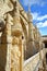 LISBON, PORTUGAL - NOVEMBER 3, 2017: The cloister of Jeronimos monastery in Belem neighborhood with details of the carvings