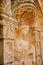 LISBON, PORTUGAL - NOVEMBER 3, 2017: The cloister of Jeronimos monastery in Belem neighborhood with details of the carvings