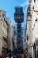 Lisbon, Portugal - September 13, 2019: Elevador de Santa Justa Lift seen from Santa Justa Street. 19th century.