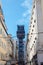 Lisbon, Portugal - September 13, 2019: Elevador de Santa Justa Lift seen from Santa Justa Street. 19th century.