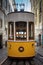 Lisbon, Portugal - September 2, 2019 - Classic electric tramcar on the streets of the city
