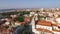 Lisbon Portugal sunny cityscape city centre view aerial panorama 4k drone high