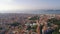 Lisbon Portugal sunny cityscape city centre view aerial panorama 4k drone high