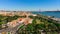 Lisbon roofs, tagus river and 25th april bridge