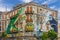 Lisbon street art. graffiti green crocodile. Painting house, Ave