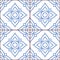 Lisbon tiles Azujelo, Moroccan tiles vector seamless white and navy blue design - Portuguese retro pattern, decorative tile backgr