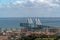 Lisbon Vasco da Gama Bridge aerial view panorama