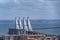 Lisbon Vasco da Gama Bridge aerial view panorama