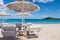 LISCIA RUJA, SARDINIA/ITALY - MAY 22 : Parasols and sunloungers