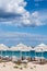 LISCIA RUJA, SARDINIA/ITALY - MAY 22 : Parasols and sunloungers