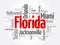 List of cities in Florida USA state, word cloud concept background