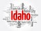 List of cities in Idaho USA state, word cloud concept background