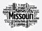 List of cities in Missouri USA state, word cloud concept background