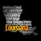List of cities and municipalities in Louisiana USA state, map silhouette word cloud map concept background