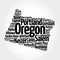 List of cities in Oregon USA state, map silhouette word cloud, map concept background