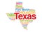 List of cities in Texas USA state word cloud map