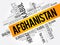 List of cities and towns in Afghanistan, word cloud collage, business and travel concept background