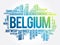 List of cities and towns in Belgium, word cloud collage, business and travel concept background