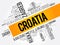 List of cities and towns in Croatia, word cloud collage, business and travel concept background