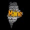 List of cities and towns in Maine USA state, map silhouette word cloud map concept background