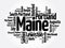 List of cities and towns in Maine USA state, word cloud concept background