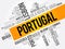 List of cities and towns in Portugal, word cloud collage, business and travel concept background