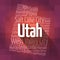 List of cities in Utah USA state, map silhouette word cloud, map concept background