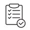 List confirmation icon in line style. Confirm list, check list, approve form icon.