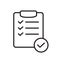 List confirmation icon in line style. Confirm list, check list, approve form icon.