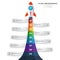 List diagram with 9 number points of step, sequence, colorful rocket launch startup, infographic element template vector