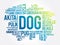 List of most popular dog breeds word cloud collage, animal concept background