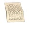 List of paper with handwriting. Handwritten letter. Old fashioned letter. Calligraphy.