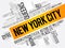 List of streets in New York City, word cloud collage, business and travel concept background