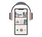 Listen audio books and business literature with headphone and mobile. Earphones for entertainment or broadcast just