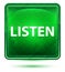 Listen Neon Light Green Square Button