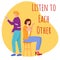 Listen to each other flat poster vector template