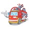 Listening music fire truck mascot cartoon